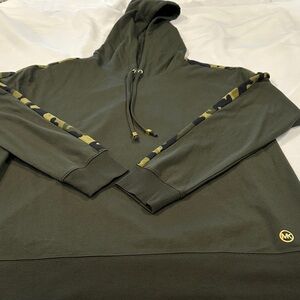 Michael Kors Olive Green Hoodie with Camouflage Accents